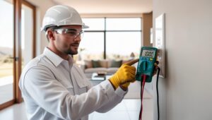 electrical maintenance tips - electrician using a multimeter