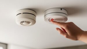 electrical maintenance tips - smoke detector and carbon monoxide alarm installed on the ceiling