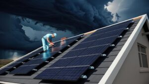 How to Prepare Your Home’s Electrical System for Autumn Storms in Cape Town electrical systems - solar PV system with technician inspecting panels