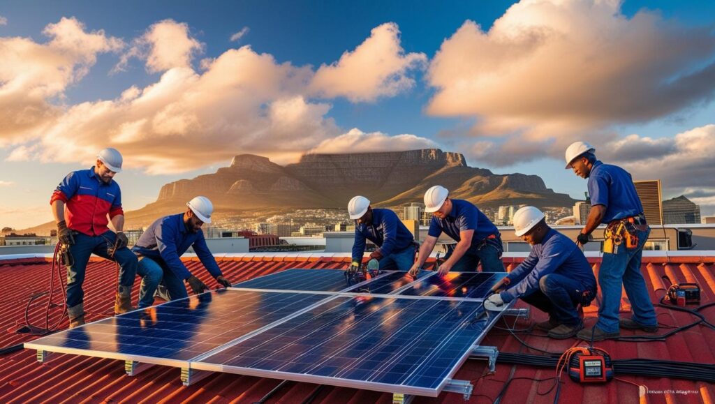 Solar PV Systems and Electrical Fault Finding Tips for Autumn electrical fault finding & solar pv systems - electricians installing a solar PV system on a rooftop