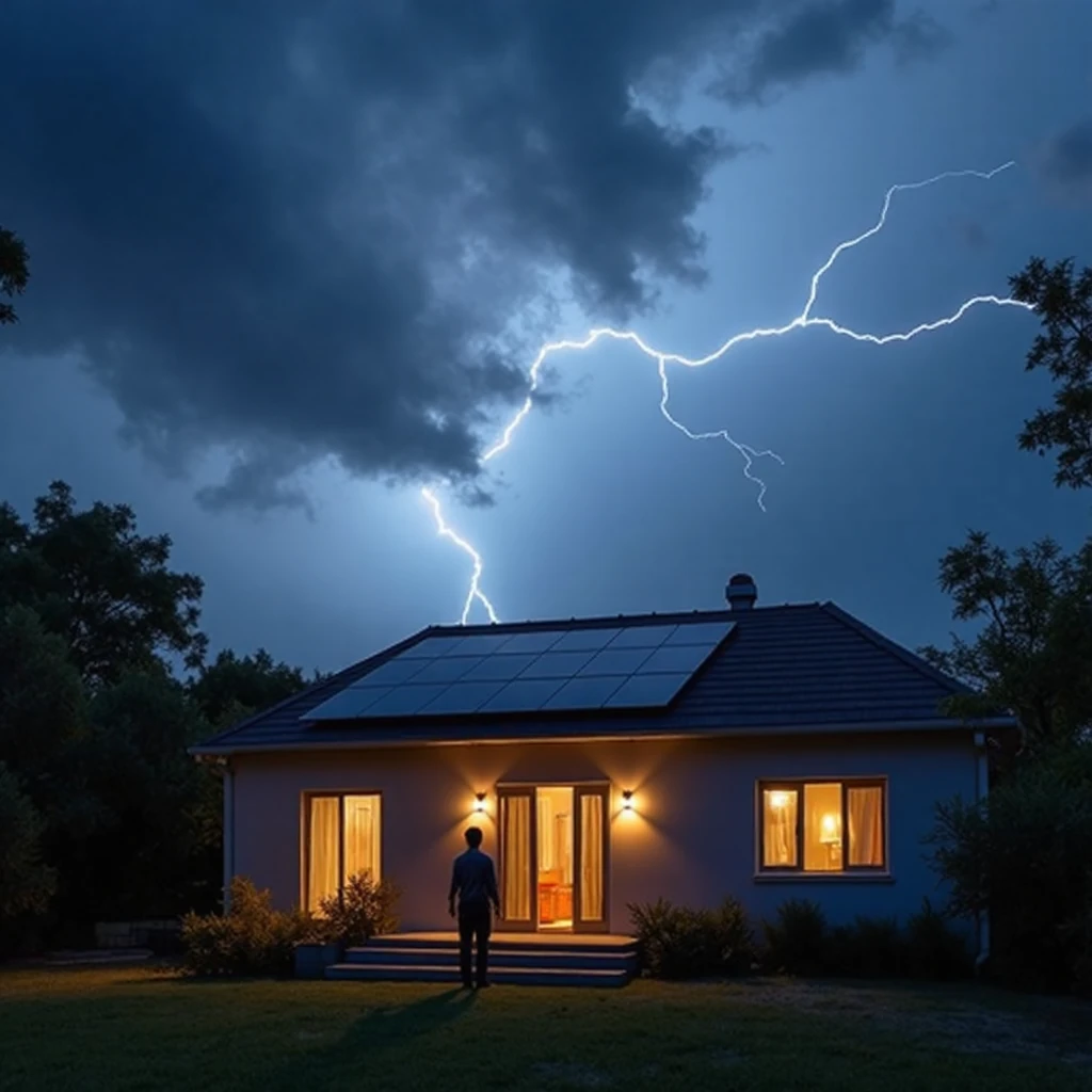 Save Your Wallet This Autumn: Avoiding Costly Electrical Mistakes in Your Home electrical mistakes - house with solar panels in a storm