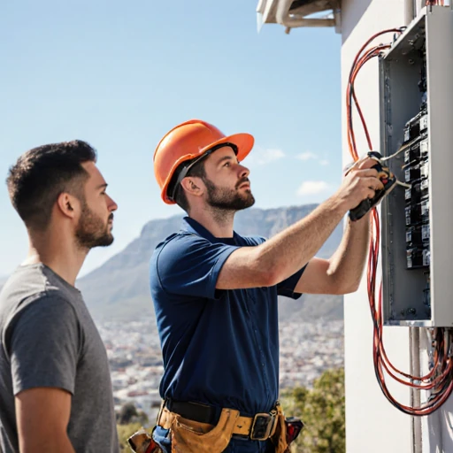 electrician inspecting an electrical distribution board