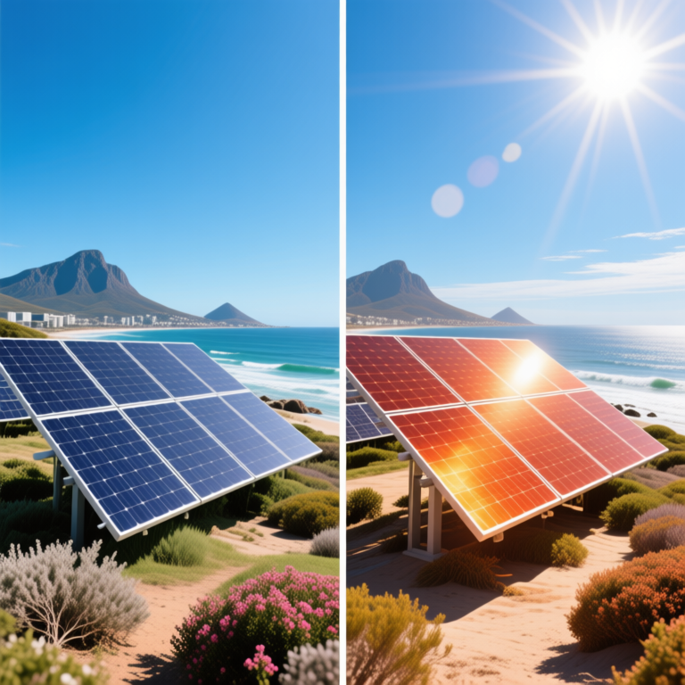 solar panels - heat resistant and standard panel under glowing sun