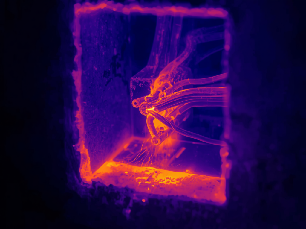 intermittent electrical faults - thermal imaging overlay on electrical wiring inside a wall
