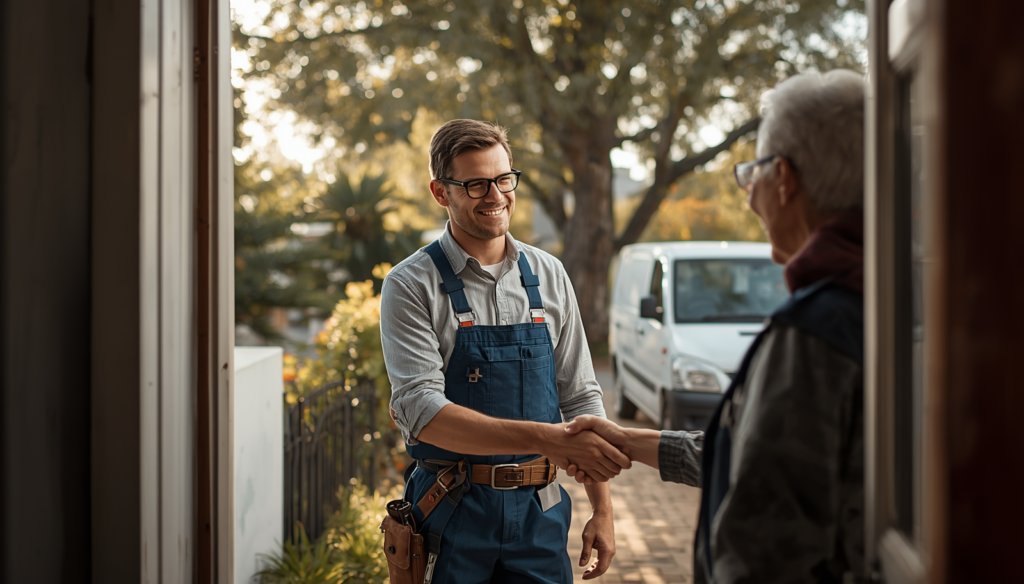 electrical contractor in Cape Town - electrician shaking hands with homeowner
