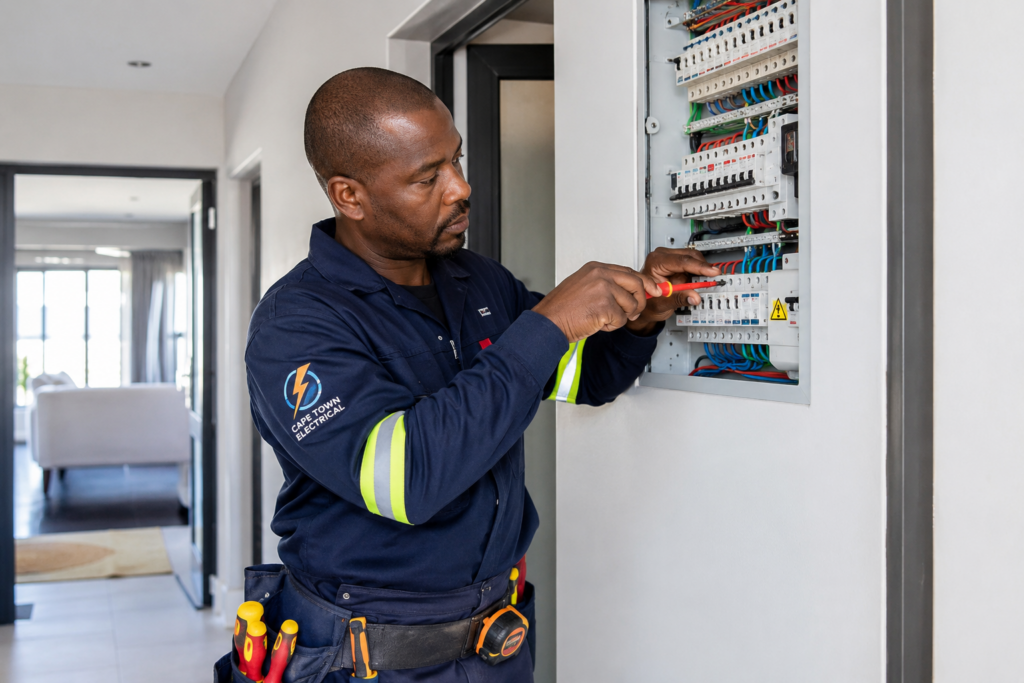 electrician working on a distribution board