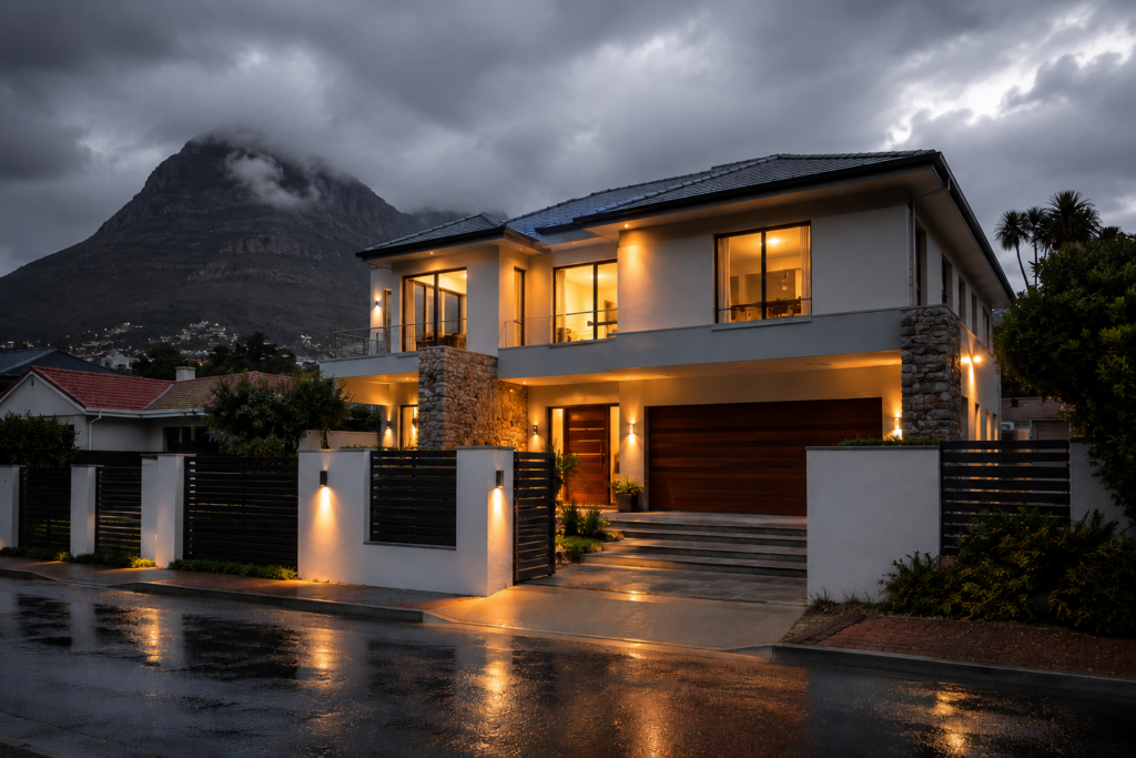distribution board - Cape Town home with warm lighting