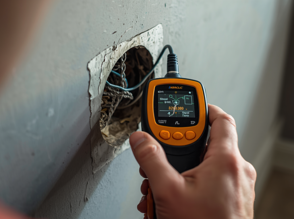 intermittent electrical faults - close-up of a wire tracer tool in use